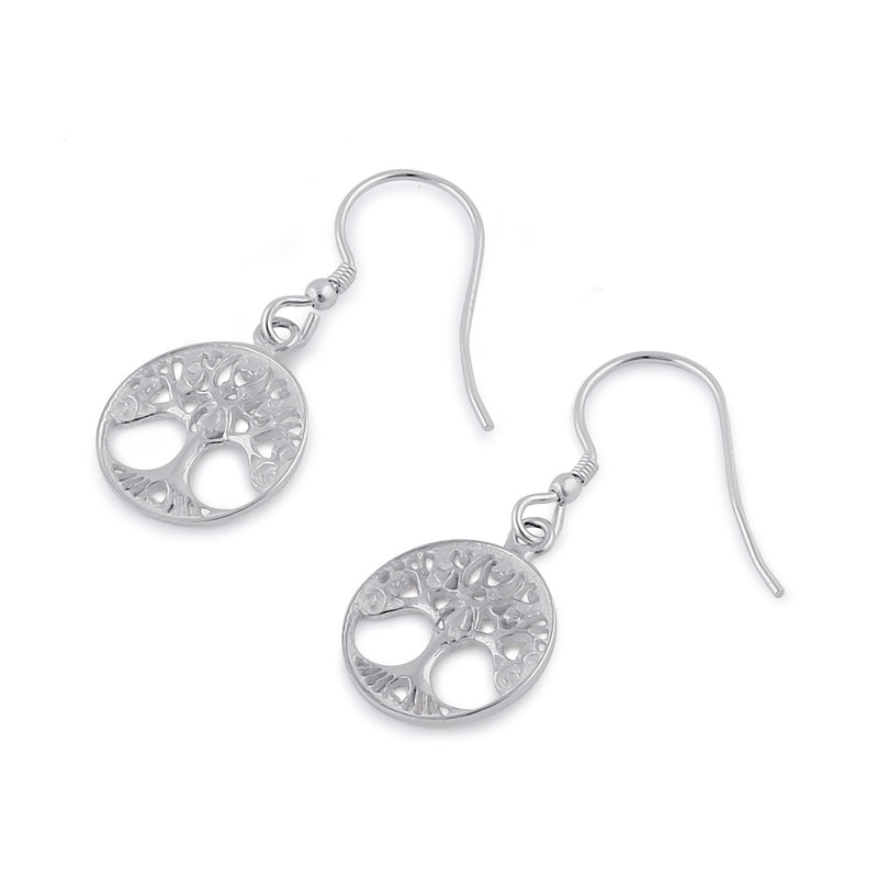 Sterling Silver Dangling Tree of Life Earrings