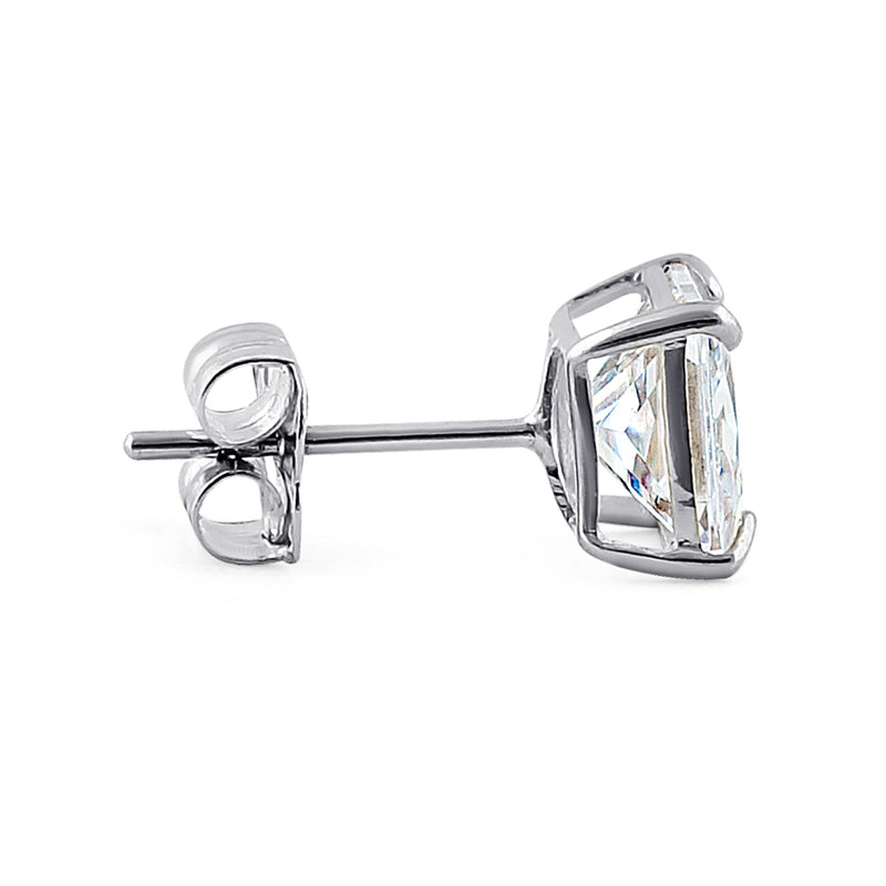 2.48 ct Solid 14K White Gold 6mm Princess Cut Clear CZ Earrings