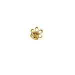 Solid 14K Yellow Gold Retro Flower Ruby CZ Earrings