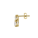 Solid 14K Yellow Gold 2 Tier CZ Earrings