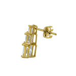 Solid 14K Yellow Gold Triple Princess CZ Earrings