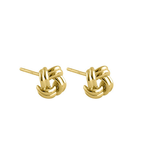 Solid 14K Yellow Gold Double Love Knot Earrings