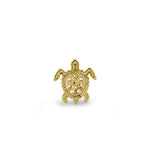 Solid 14K Yellow Gold Sea Turtle CZ Earrings
