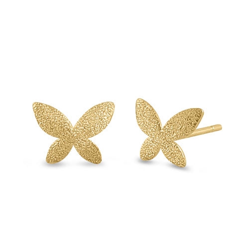 Solid 14K Yellow Gold Stardust Butterfly Earrings