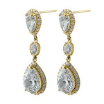 Solid 14K Yellow Gold Vintage Dangle CZ Earrings