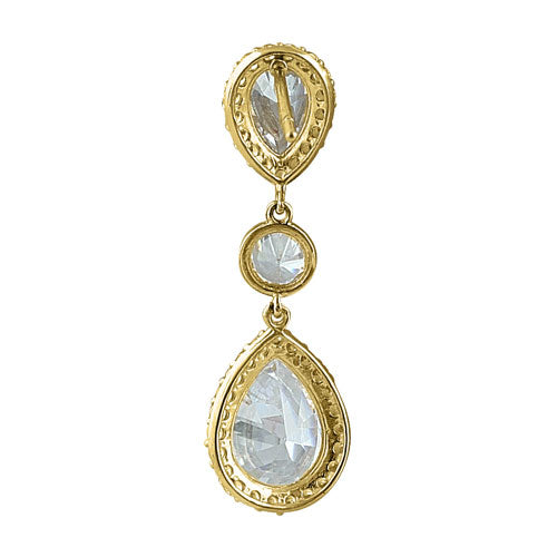 Solid 14K Yellow Gold Vintage Dangle CZ Earrings