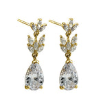 Solid 14K Yellow Gold Classy Dangle CZ Earrings