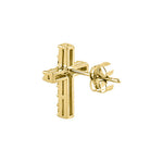 Solid 14K Yellow Gold Cross CZ Earrings