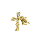 Solid 14K Yellow Gold Drop CZ Cross Earrings