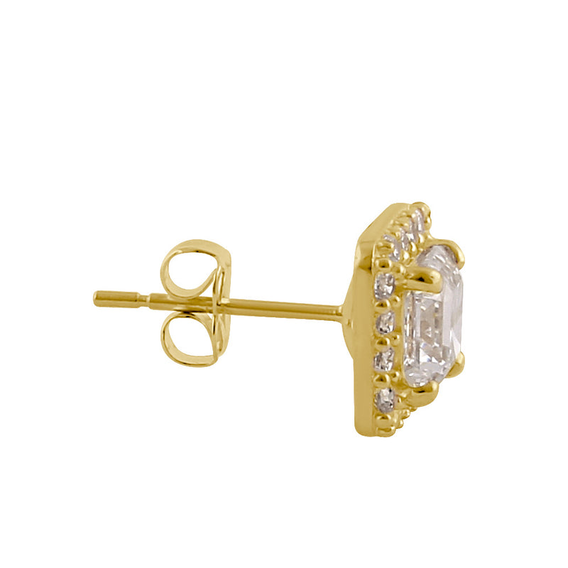 Solid 14K Gold Asscher CZ Earrings