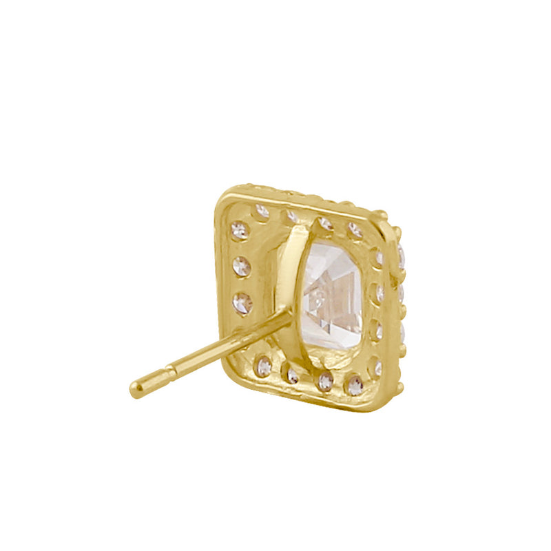 Solid 14K Gold Asscher CZ Earrings