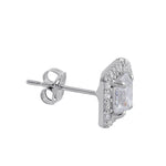 Solid 14K White Gold Asscher CZ Earrings