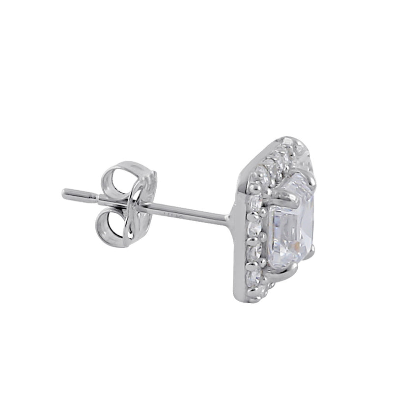 Solid 14K White Gold Asscher CZ Earrings