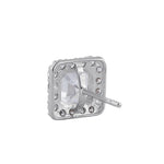 Solid 14K White Gold Asscher CZ Earrings
