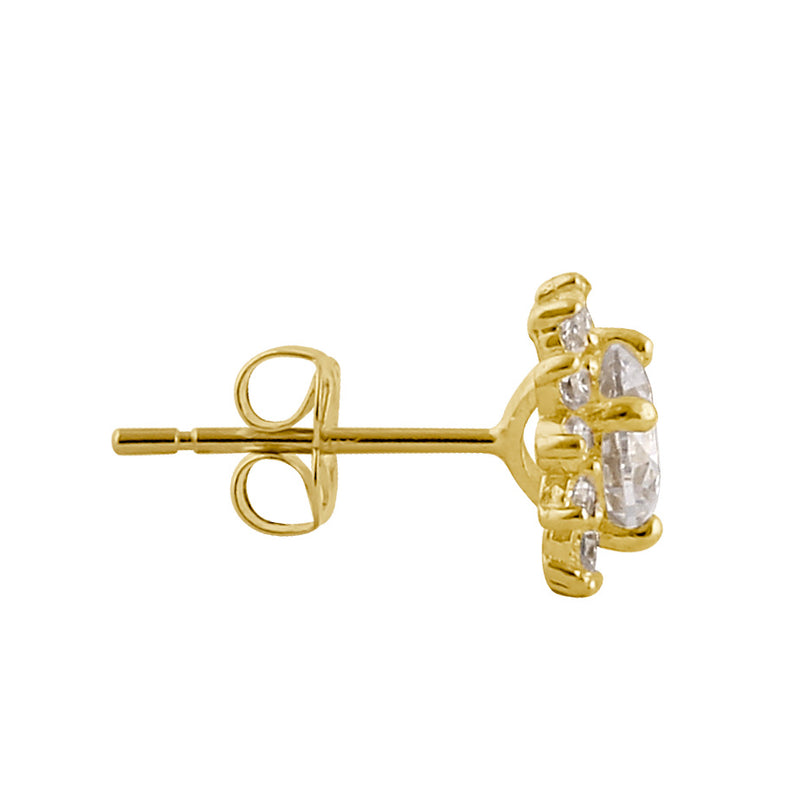 Solid 14K Gold Sun CZ Earrings