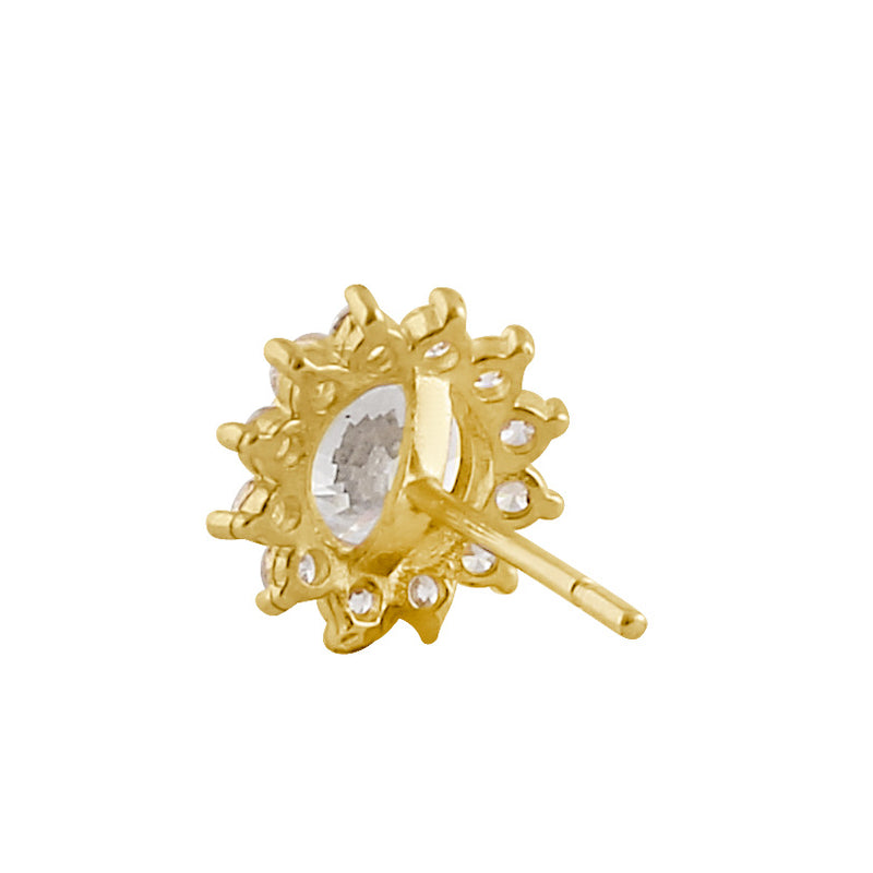 Solid 14K Gold Sun CZ Earrings