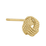 Solid 14K Yellow Gold Beaded Love Knot Earrings