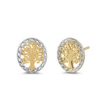 Solid 14K Yellow Gold Tree of Life Earrings