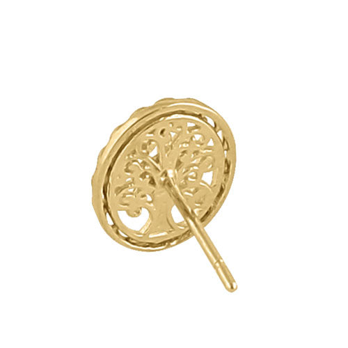 Solid 14K Yellow Gold Tree of Life Earrings