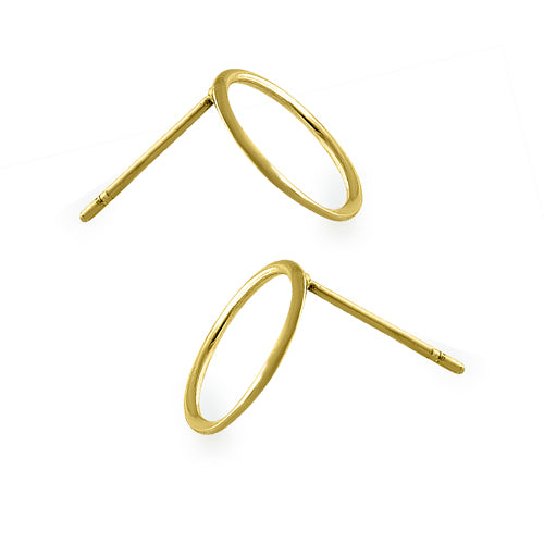 Solid 14K Yellow Gold Dainty Simple Circle Earrings