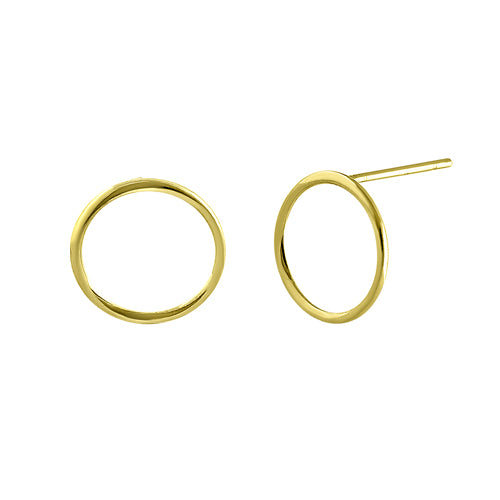 Solid 14K Yellow Gold Dainty Simple Circle Earrings