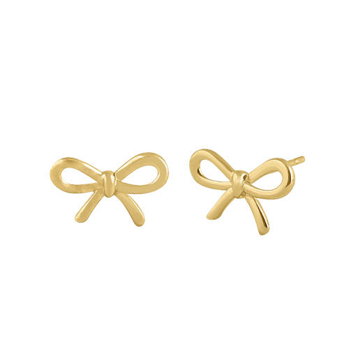 Solid 14K Yellow Gold Bow Earrings