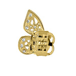 Solid 14K Yellow Gold Half Butterfly Clear CZ Earrings