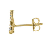 Solid 14K Yellow Gold Half Butterfly Clear CZ Earrings