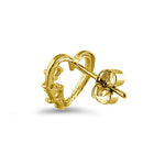 Solid 14K Yellow Gold Heart CZ Earrings