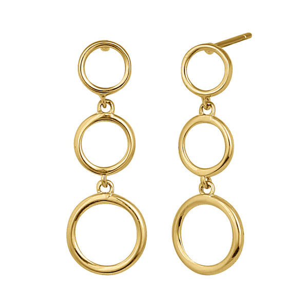 Solid 14K Yellow Gold Dangle Circle Earrings