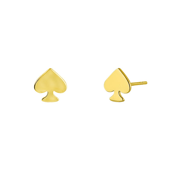 Solid 14K Yellow Gold Spade Earrings