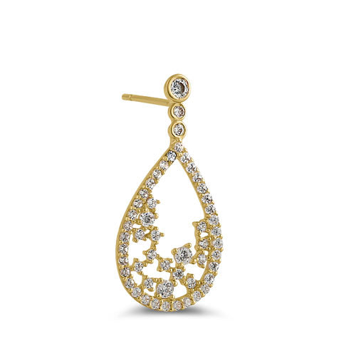 Solid 14K Yellow Gold Drop CZ Earrings