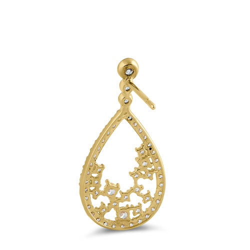 Solid 14K Yellow Gold Drop CZ Earrings