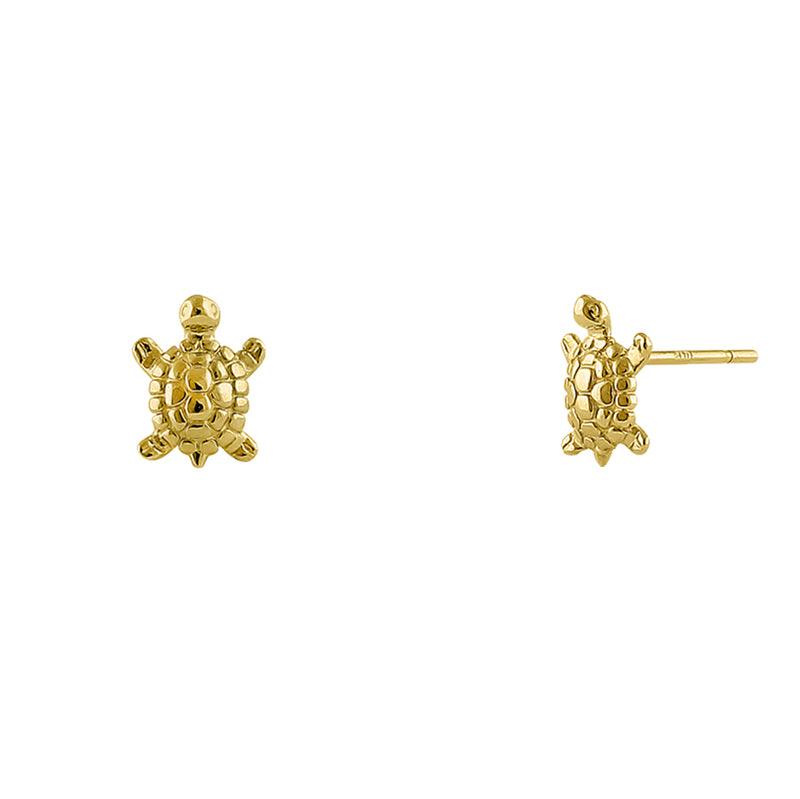 Solid 14K Yellow Gold Turtle Earrings