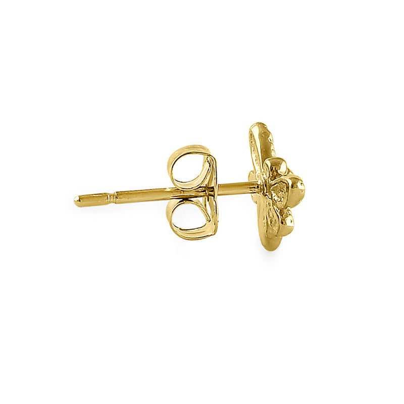 Solid 14K Yellow Gold Bee Earrings