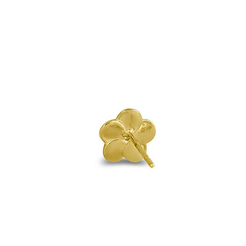 Solid 14K Yellow Gold Plumeria CZ Earrings