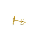 Solid 14K Yellow Gold Plumeria CZ Earrings