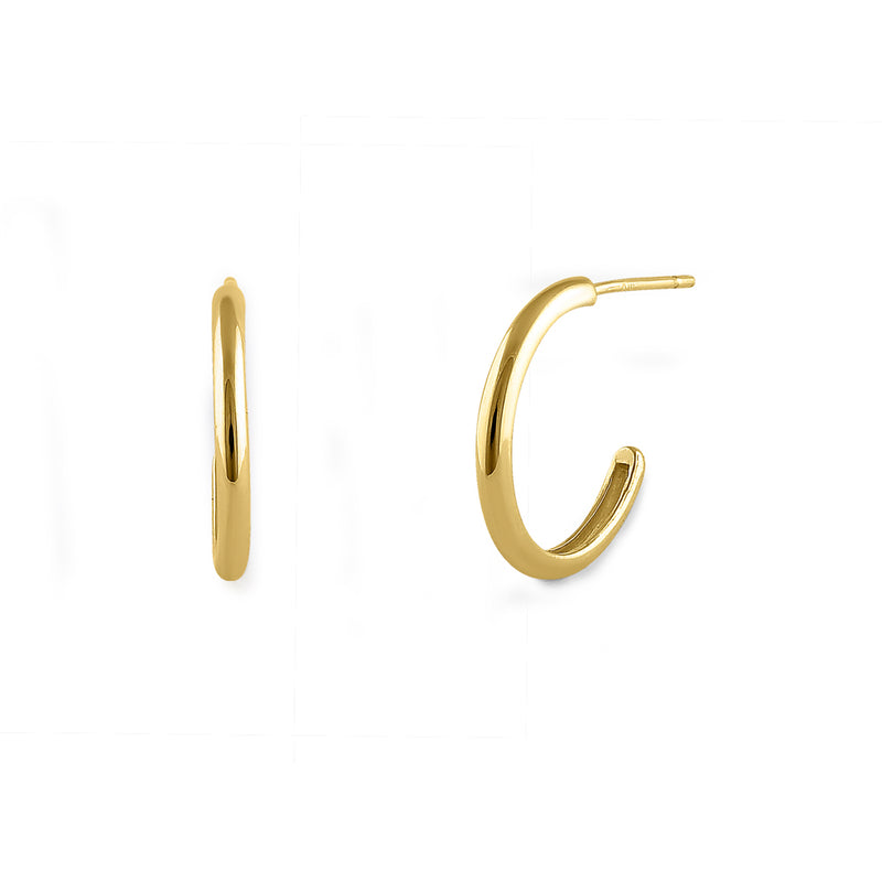 Solid 14K Yellow Gold Half Loop Earrings