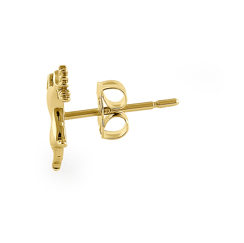 Solid 14K Yellow Gold Stag Earrings