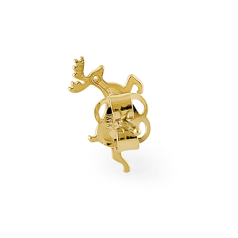 Solid 14K Yellow Gold Stag Earrings