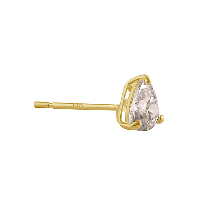 Solid 14K Gold Trillion CZ Earrings