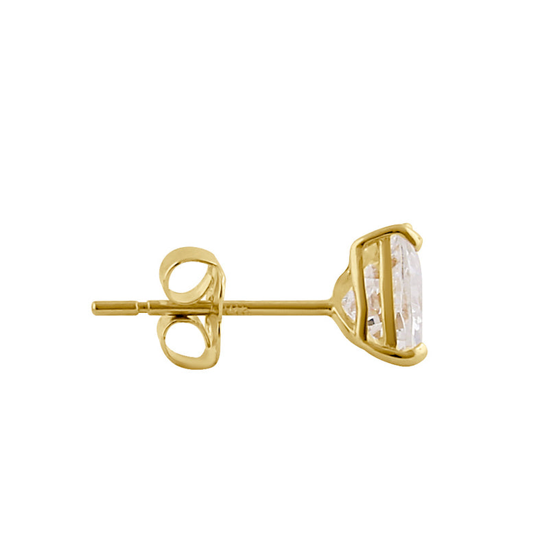 Solid 14K Gold Trillion CZ Earrings
