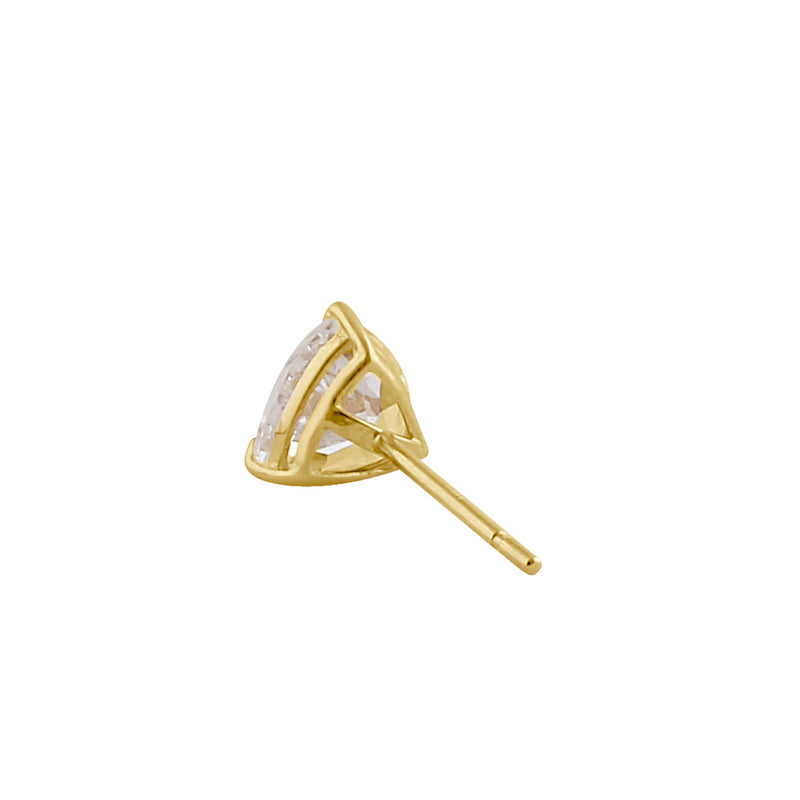 Solid 14K Gold Trillion CZ Earrings