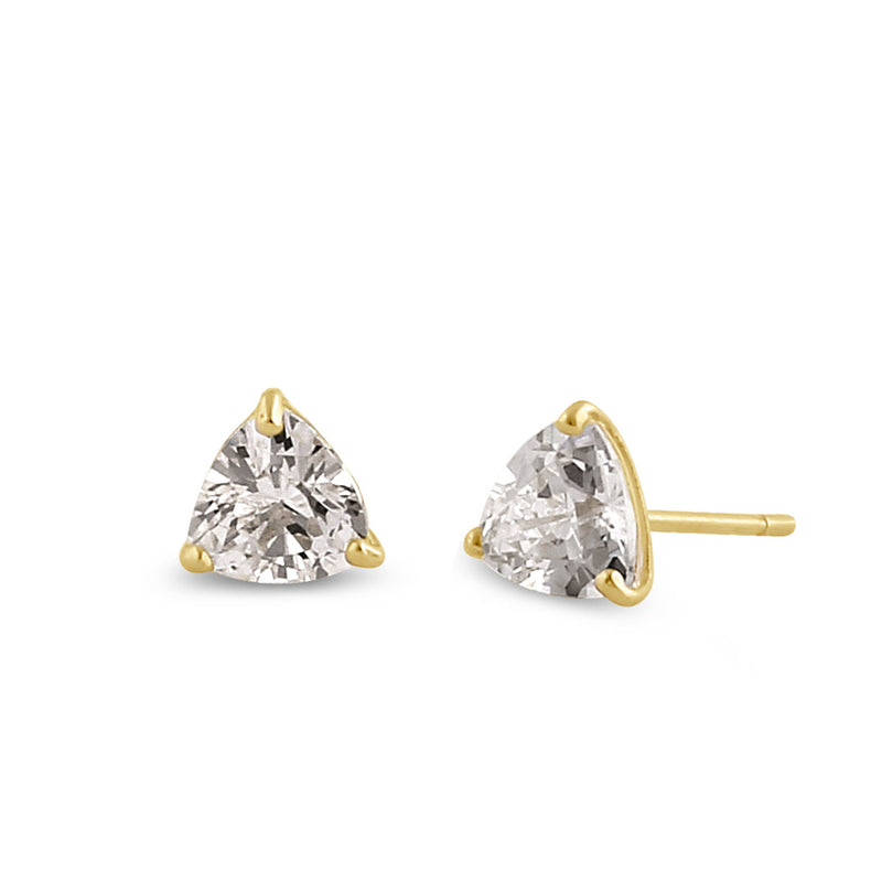.84 ct Solid 14K Gold Trillion CZ Earrings