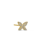 Solid 14K Yellow Gold Butterfly CZ Earrings