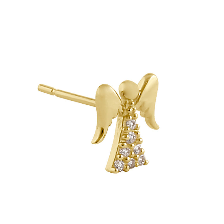 Solid 14K Gold Angel CZ Earrings