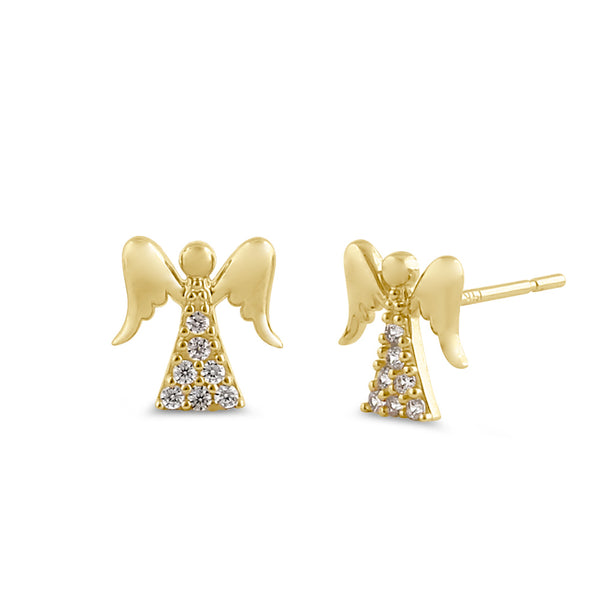 Solid 14K Gold Angel CZ Earrings