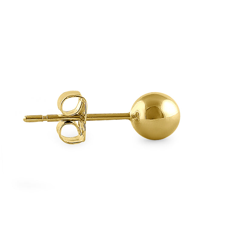 Solid 14K Yellow Gold 4mm Ball Earrings