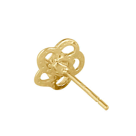 Solid 14K Gold Round Flower CZ Earrings