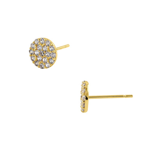 Solid 14K Yellow Gold Minimalist Round 6.5mm CZ Earrings